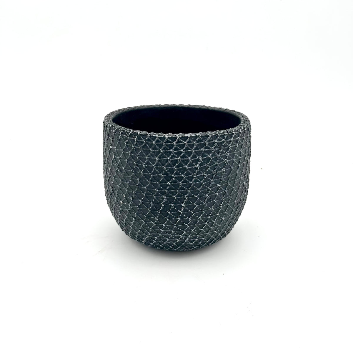 5” Textured Black Ceramic Pot