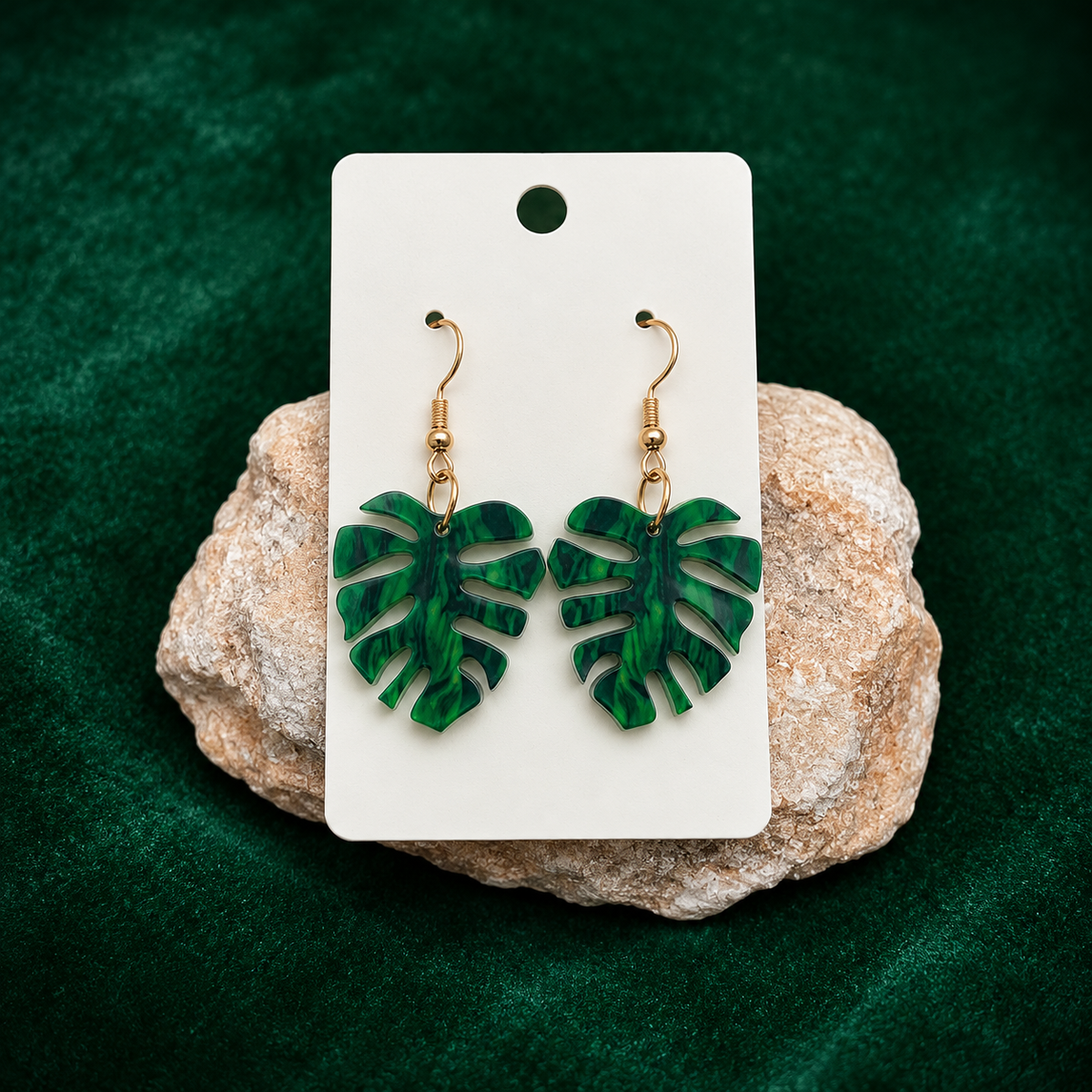 Acrylic Monstera Leaf Earrings