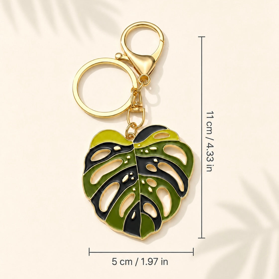 Variegated Monstera Leaf Keychain