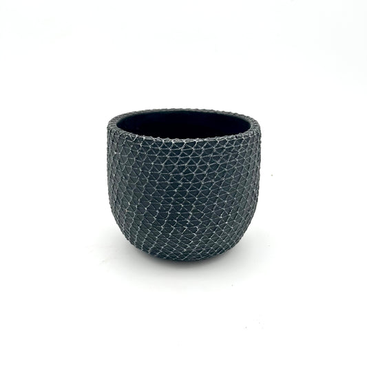 5” Textured Black Ceramic Pot