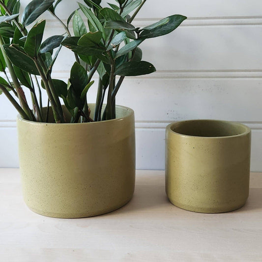 Concrete Cylinder Planter - Chartreuse