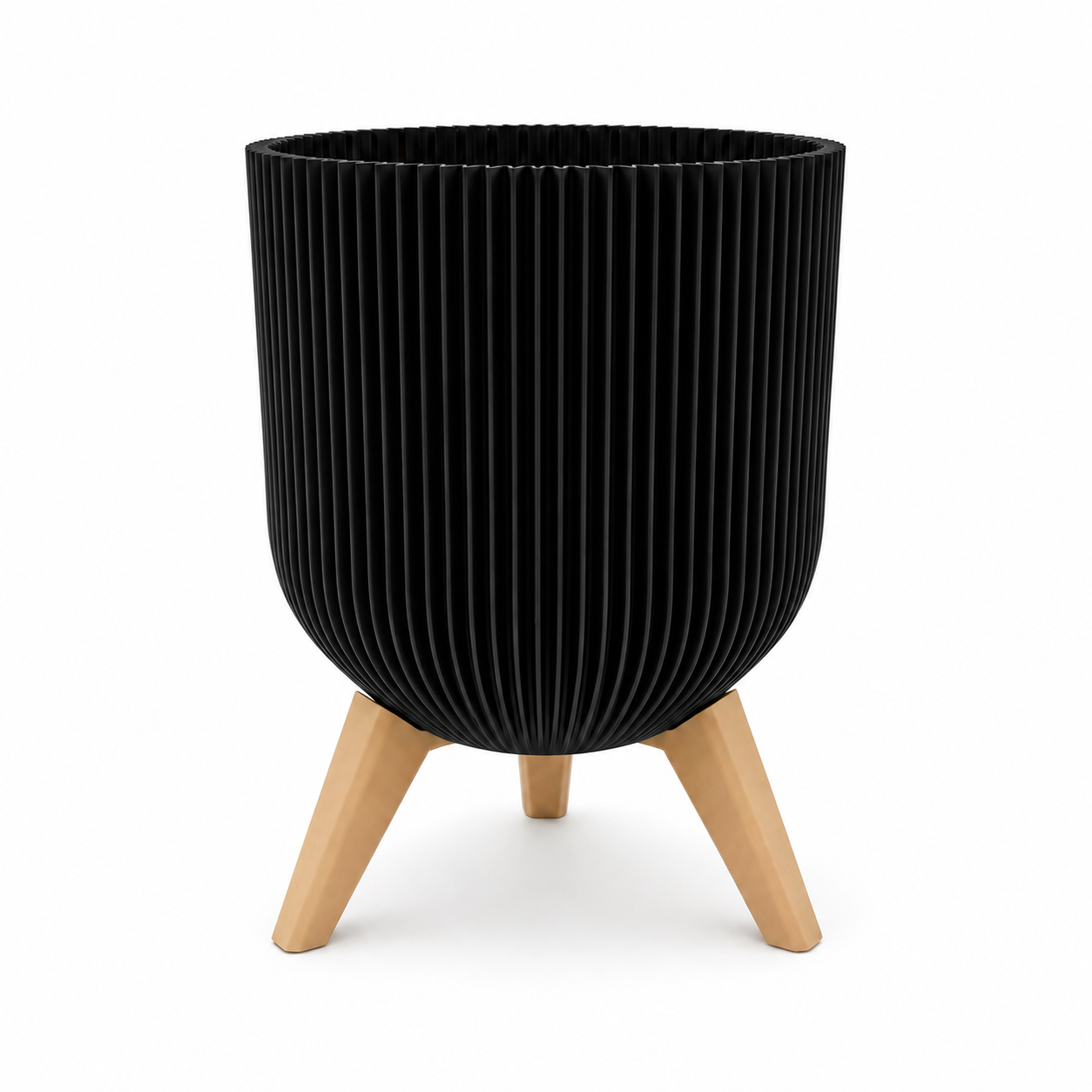 4” Minimalist Ribbed Plant Pot With Stand