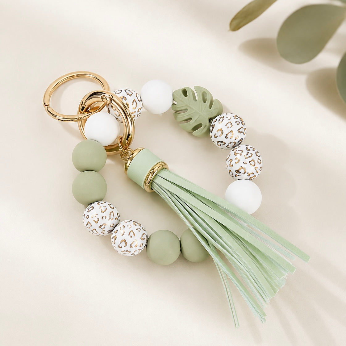 Monstera Leaf Wristlet Keychain