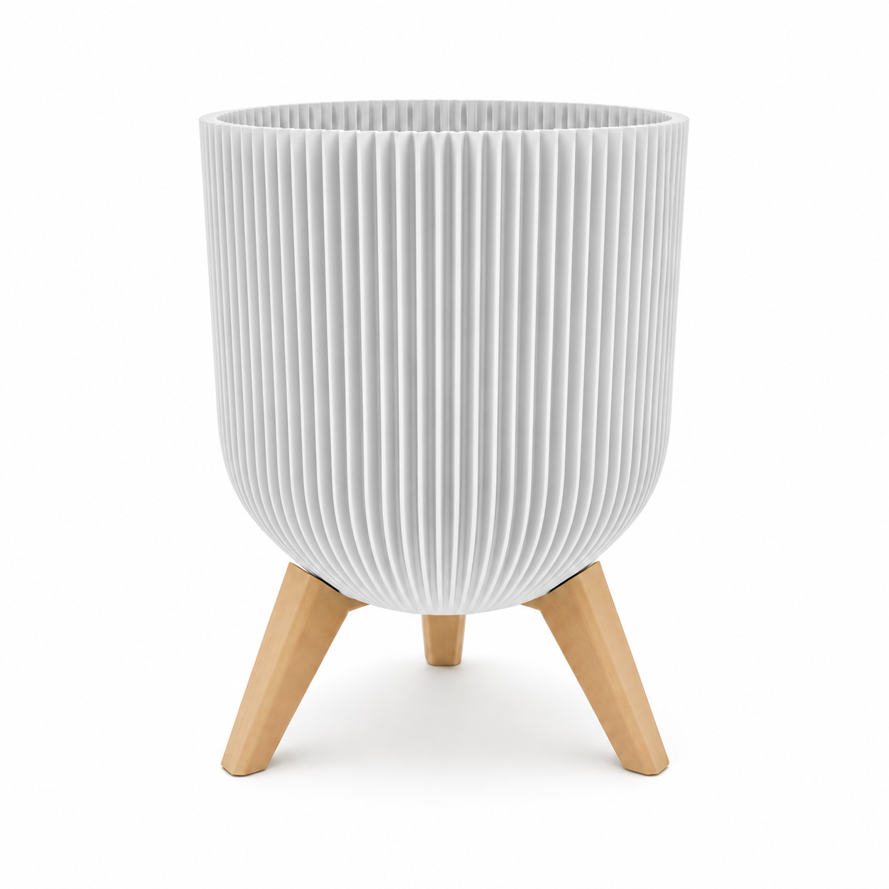 4” Minimalist Ribbed Plant Pot With Stand
