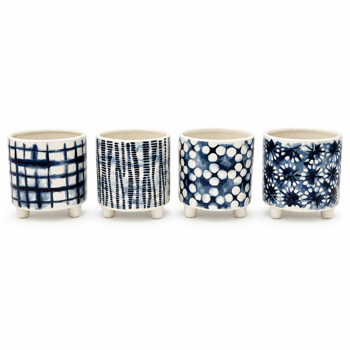 4” Blue and White Ceramic Pot
