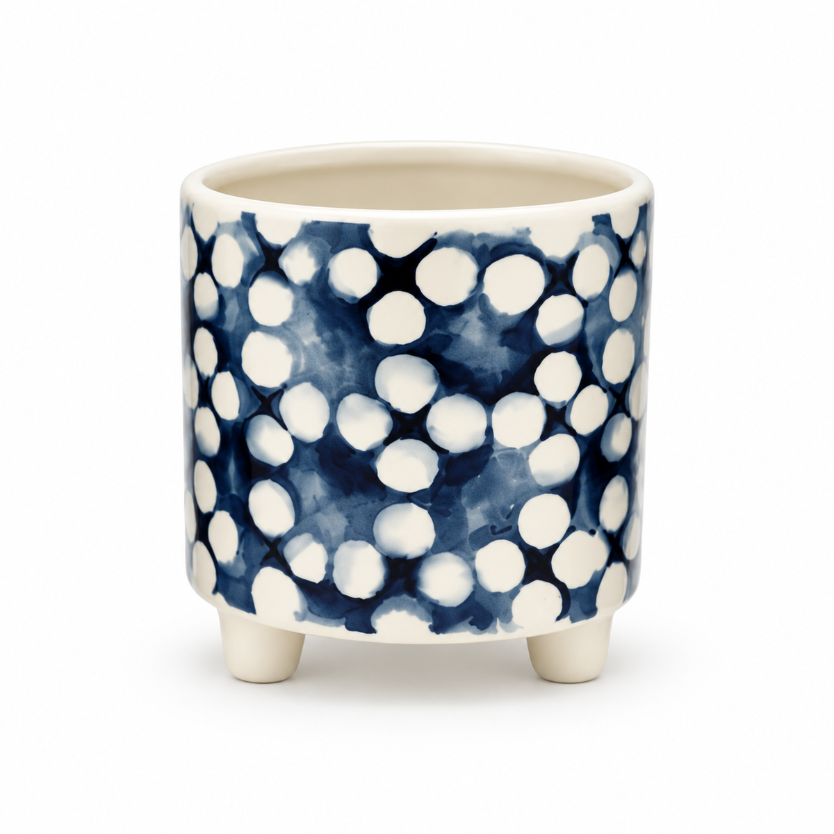 4” Blue and White Ceramic Pot