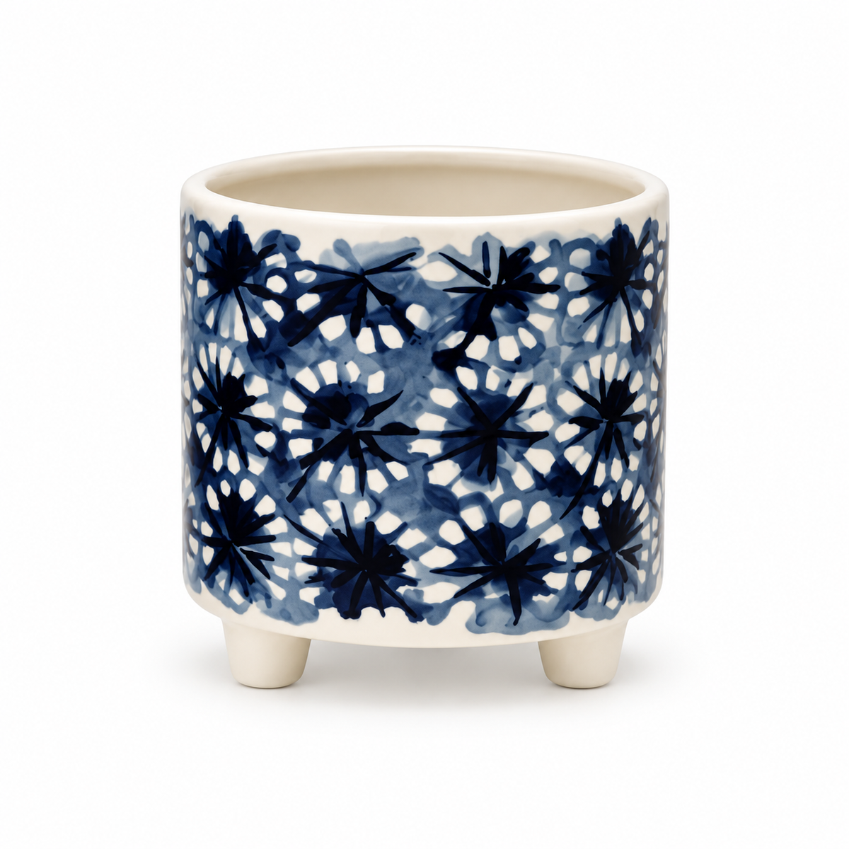 4” Blue and White Ceramic Pot