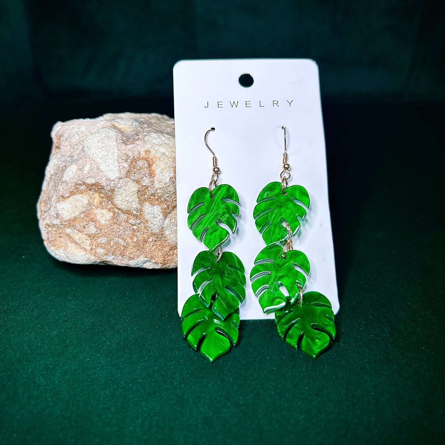 Acrylic Monstera Leaf Earrings